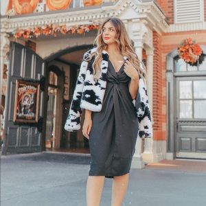 Black & white cow/Dalmatian print faux fur coat